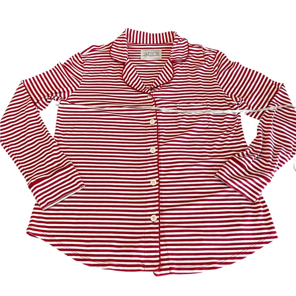 The Cat’s Pajamas Classic Red and White Striped Women's Pajama Set Size Large - Picture 4 of 12
